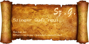 Szinger Gyöngyi névjegykártya